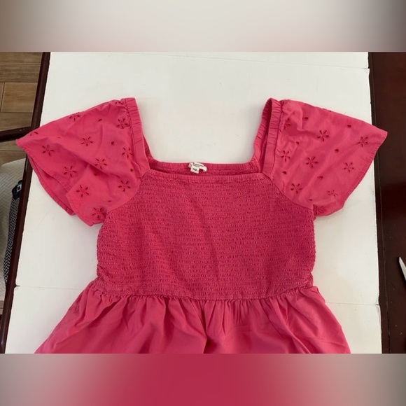 Beachlunchlounge Smocked Midi Dress Barbie Pumps Color Short Eyelet Sleeves XL - Picture 7 of 10